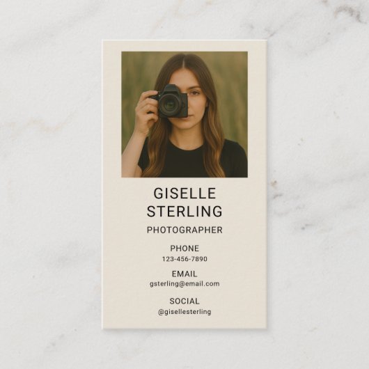 Simple Modern Photographer Photo Visitenkarte (Vorderseite)