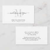 Simple Modern Photographer Script Monogram Visitenkarte (Vorne/Hinten)