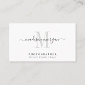 Simple Modern Photographer Script Monogram Visitenkarte (Vorderseite)