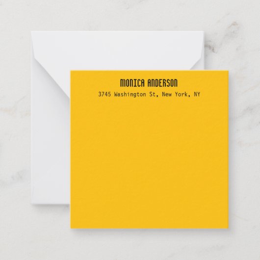 Simple Modern Plain Professional Amber Yellow Mitteilungskarte (Vorderseite)