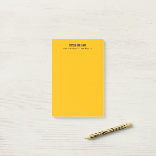 Simple Modern Plain Professional Amber Yellow Post-it Klebezettel (Auf Schreibtisch)