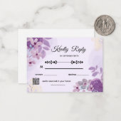 Simple Modern Purple Floral Wedding RSVP Card Mitteilungskarte (Vorderseite/Rückseite Beispiel)