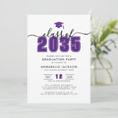 Simple Modern Purple Graduation Party Einladung (Stehend Vorderseite)