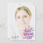 Simple Modern Purple Pink Best Mother Photo Script Karte (Vorderseite)