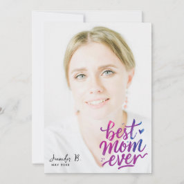 Simple Modern Purple Pink Best Mother Photo Script Karte