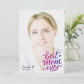 Simple Modern Purple Pink Best Mother Photo Script Karte (Stehend Vorderseite)