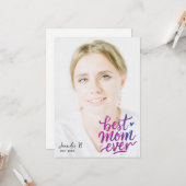 Simple Modern Purple Pink Best Mother Photo Script Karte (Vorderseite/Rückseite Beispiel)