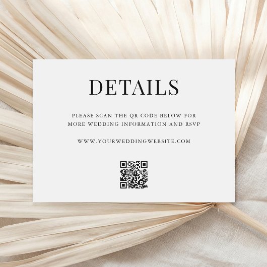 Simple Modern QR Code Wedding Details Begleitkarte