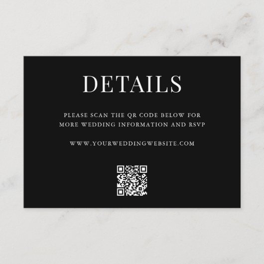 Simple Modern QR Code Wedding Details Begleitkarte (Vorderseite)
