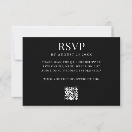 Simple Modern QR Code Wedding RSVP Karte (Vorderseite)