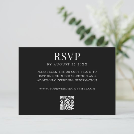 Simple Modern QR Code Wedding RSVP Karte (Stehend Vorderseite)
