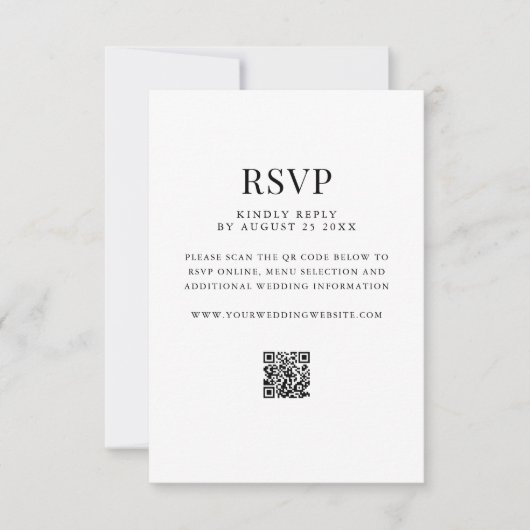 Simple Modern QR Code Wedding RSVP Karte (Vorderseite)