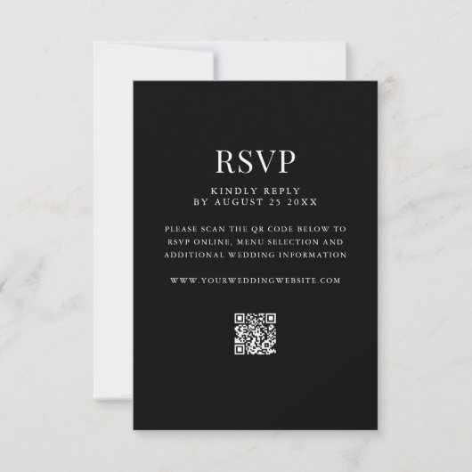 Simple Modern QR Code Wedding RSVP Karte (Vorderseite)