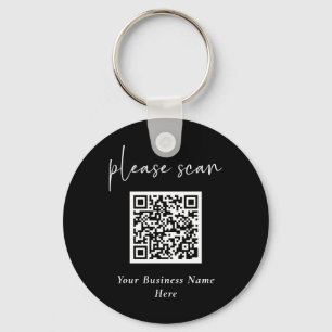 Simple Modern QR Code with Business Name   Black Schlüsselanhänger