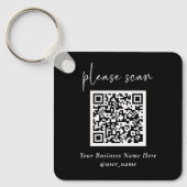 Simple Modern QR Code with Logo Back | Black Schlüsselanhänger (Vorderseite)