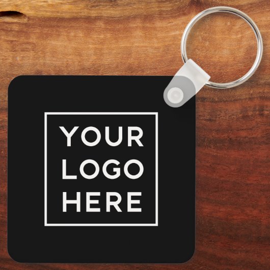 Simple Modern QR Code with Logo Back | Black Schlüsselanhänger (Rückseite)