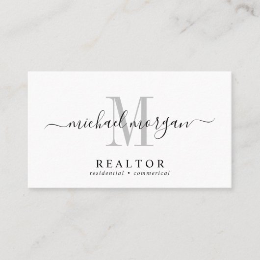 Simple Modern Realtor Script Monogram Visitenkarte (Vorderseite)