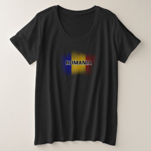 Simple Modern Romania Letter Flag Souvenir Große Größe T-Shirt