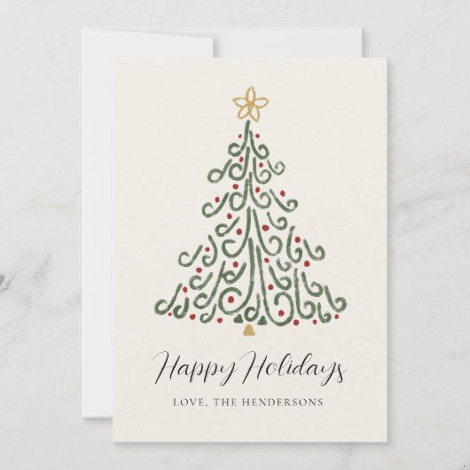 Simple Modern Rustic Christmas Tree  Feiertagskarte (Vorderseite)