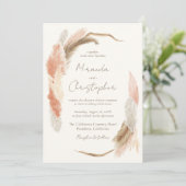 Simple Modern Rustic Pampas Grass Wedding Einladung (Stehend Vorderseite)