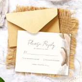 Simple Modern Rustic Pampas Grass Wedding RSVP Karte