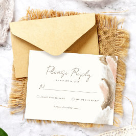 Simple Modern Rustic Pampas Grass Wedding RSVP Karte