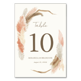 Simple Modern Rustic Pampas Grass Wedding Tischnummer
