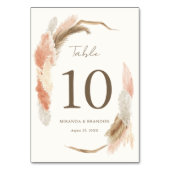 Simple Modern Rustic Pampas Grass Wedding Tischnummer (Rückseite)