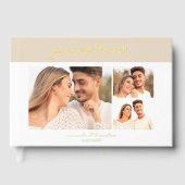 Simple Modern Sand Beige Handwritten Script Photo Gästebuch (Vorderseite)