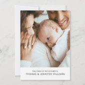 Simple Modern Script Copy Photo Birth Announcement Einladung (Rückseite)