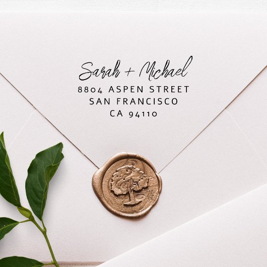 Simple Modern Script Couples Names Return Address  Gummistempel