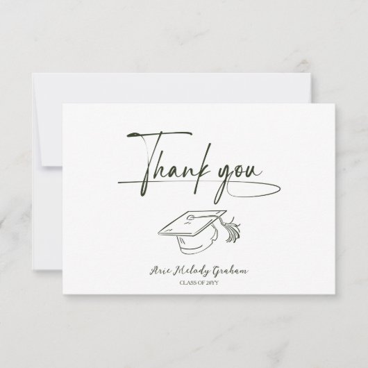 Simple Modern Script Graduation Dankeskarte (Vorderseite)