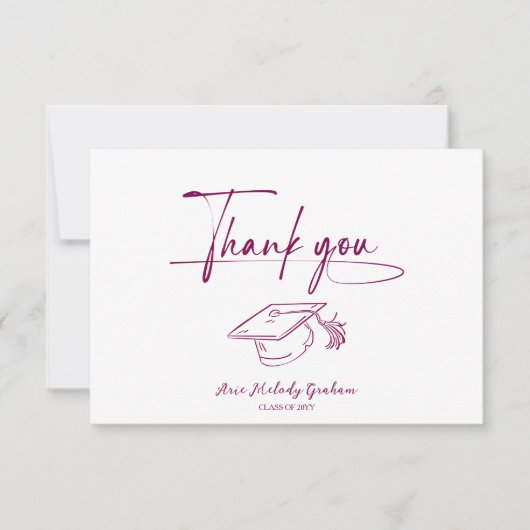 Simple Modern Script Graduation Dankeskarte (Vorderseite)