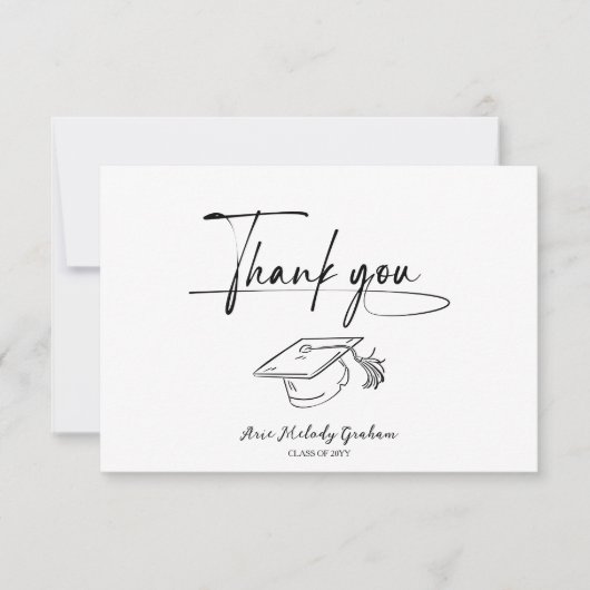 Simple Modern Script Graduation Dankeskarte (Vorderseite)