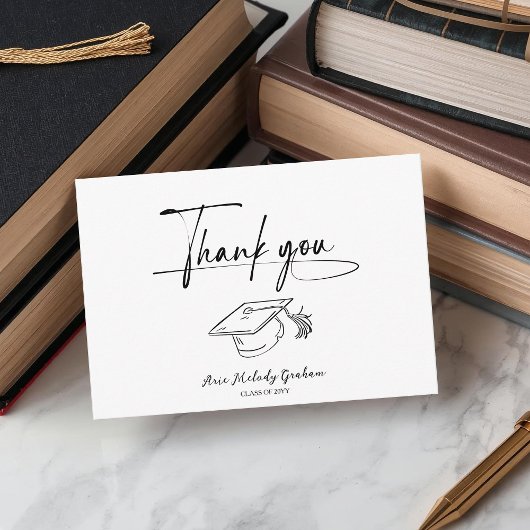 Simple Modern Script Graduation Dankeskarte