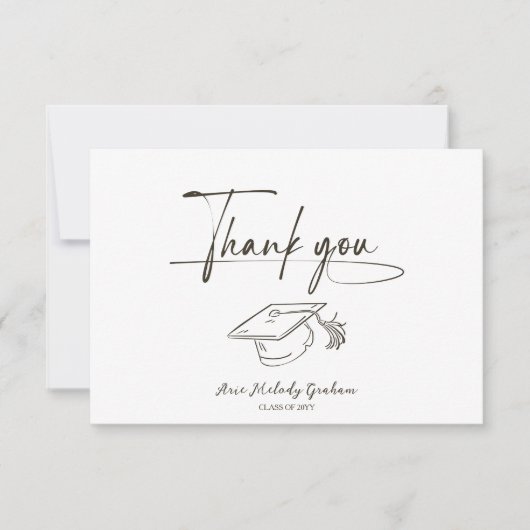 Simple Modern Script Graduation Dankeskarte (Vorderseite)