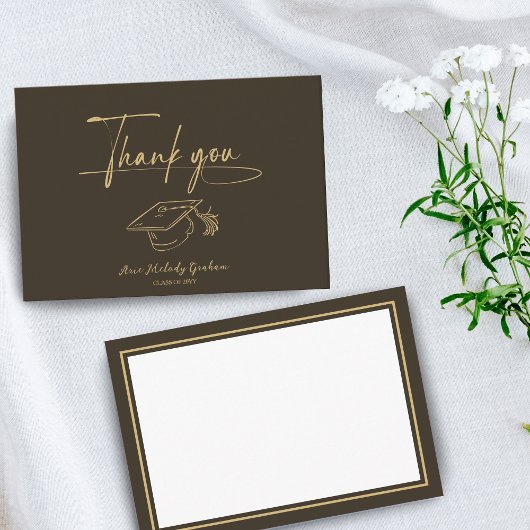 Simple Modern Script Graduation Thank You Card Dankeskarte