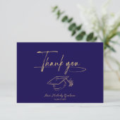 Simple Modern Script Graduation Thank You Card Dankeskarte (Stehend Vorderseite)