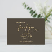 Simple Modern Script Graduation Thank You Card Dankeskarte (Stehend Vorderseite)