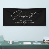 Simple Modern Script Monochrome Graduation Party Banner (Messe)