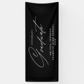 Simple Modern Script Monochrome Graduation Party Banner (Vertikal)