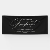 Simple Modern Script Monochrome Graduation Party Banner (Horizontal)