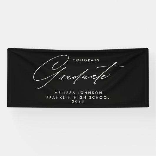Simple Modern Script Monochrome Graduation Party Banner (Horizontal)