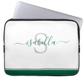 Simple Modern Script Monogram Emerald Green Laptopschutzhülle (Vorderseite)