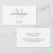 Simple Modern Script Monogram Visitenkarte (Vorne/Hinten)
