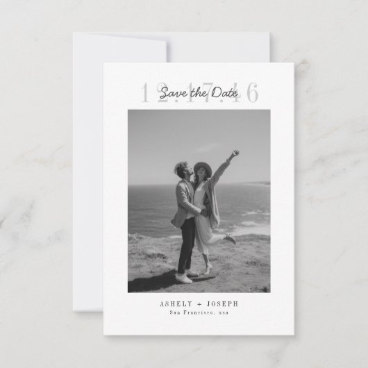 Simple Modern Script Photo Wedding Save the Date (Vorderseite)