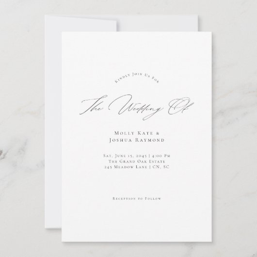 Simple Modern Script Wedding Invitation Einladung (Vorderseite)