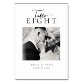 Simple Modern Script Wedding Photo Tischnummer (Vorderseite)