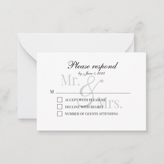Simple Modern Scripty Mr. & Mrs. RSVP Card Mitteilungskarte (Vorderseite)