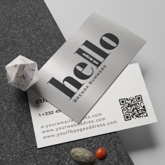Simple Modern Silver & White Background  Visitenkarte